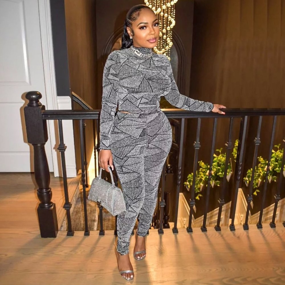 Two piece shimmer leggings set